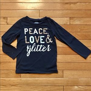🎉4/$20🎉 Size 5 Peace, Love & Glitter long sleeve top!